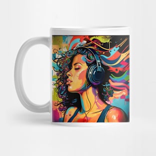 Beautiful Latina Listening to Music Mug